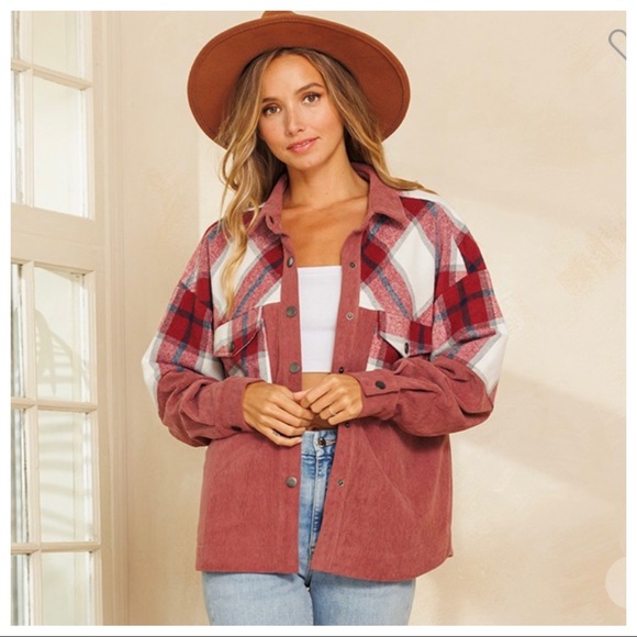 #11 Boho Fabulous Trendy Plaid Pattern Corduroy Shirt Jacket - Picture 5 of 6